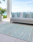 LOOMLAN Rugs Zephyna Teal Washable Indoor-Outdoor Rug