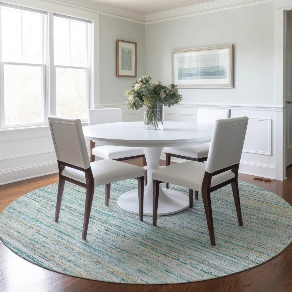 LOOMLAN Rugs Zephyna Teal Washable Indoor-Outdoor Rug