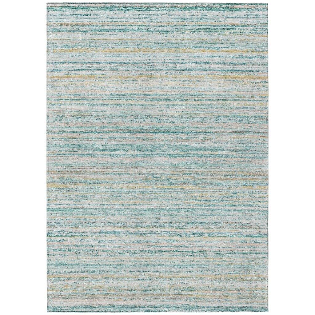LOOMLAN Rugs Zephyna Teal Washable Indoor-Outdoor Rug