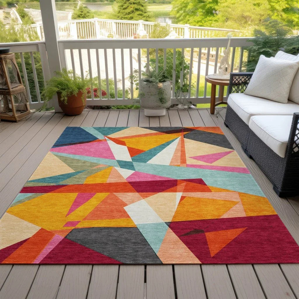 LOOMLAN Rugs Zexture Orange Washable Indoor-Outdoor Rug