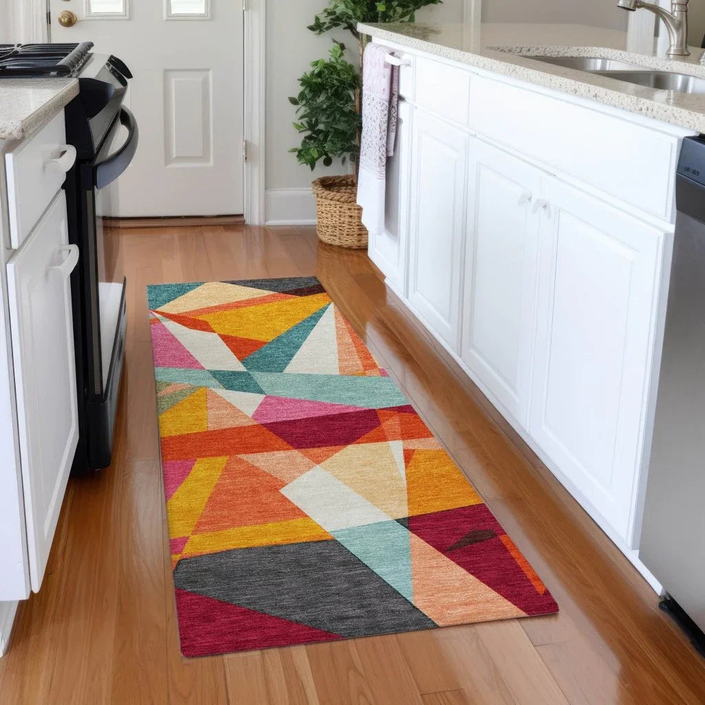 LOOMLAN Rugs Zexture Orange Washable Indoor-Outdoor Rug
