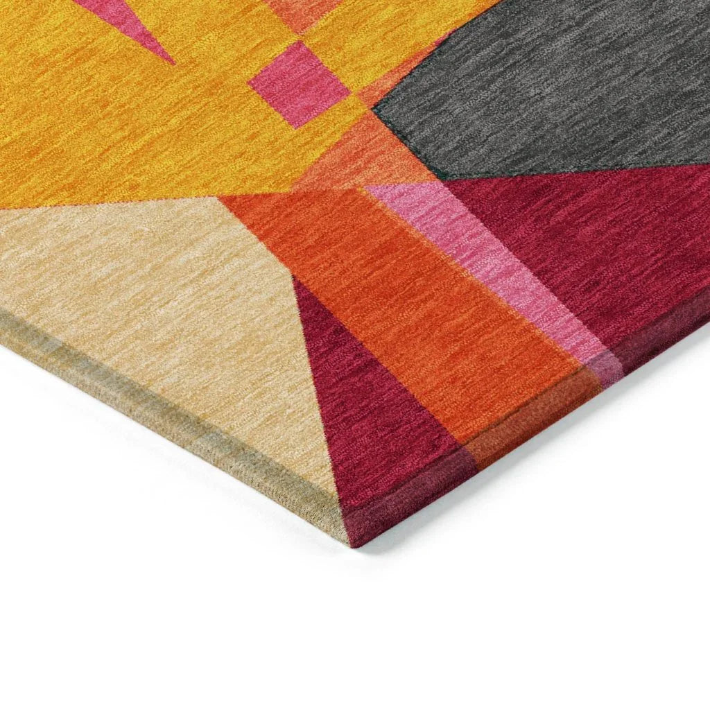 LOOMLAN Rugs Zexture Orange Washable Indoor-Outdoor Rug