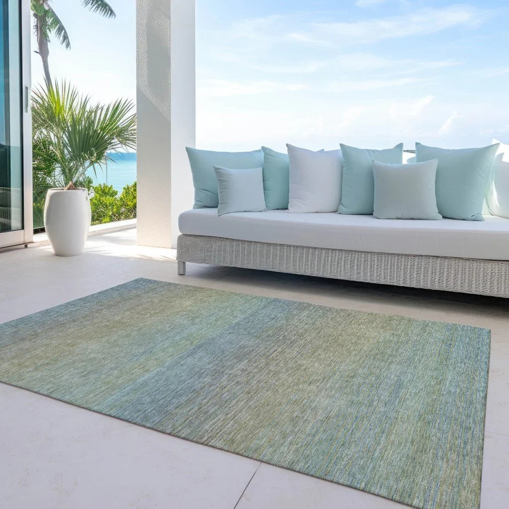 LOOMLAN Rugs Zeyna Blue Washable Indoor-Outdoor Rug