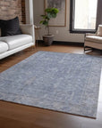LOOMLAN Rugs Zia Blue Washable Indoor-Outdoor Rug