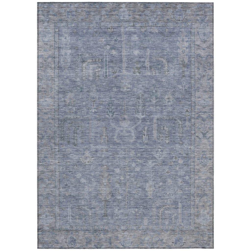 LOOMLAN Rugs Zia Blue Washable Indoor-Outdoor Rug