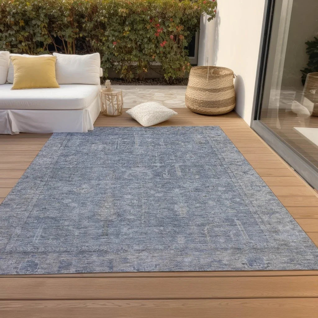 LOOMLAN Rugs Zia Blue Washable Indoor-Outdoor Rug
