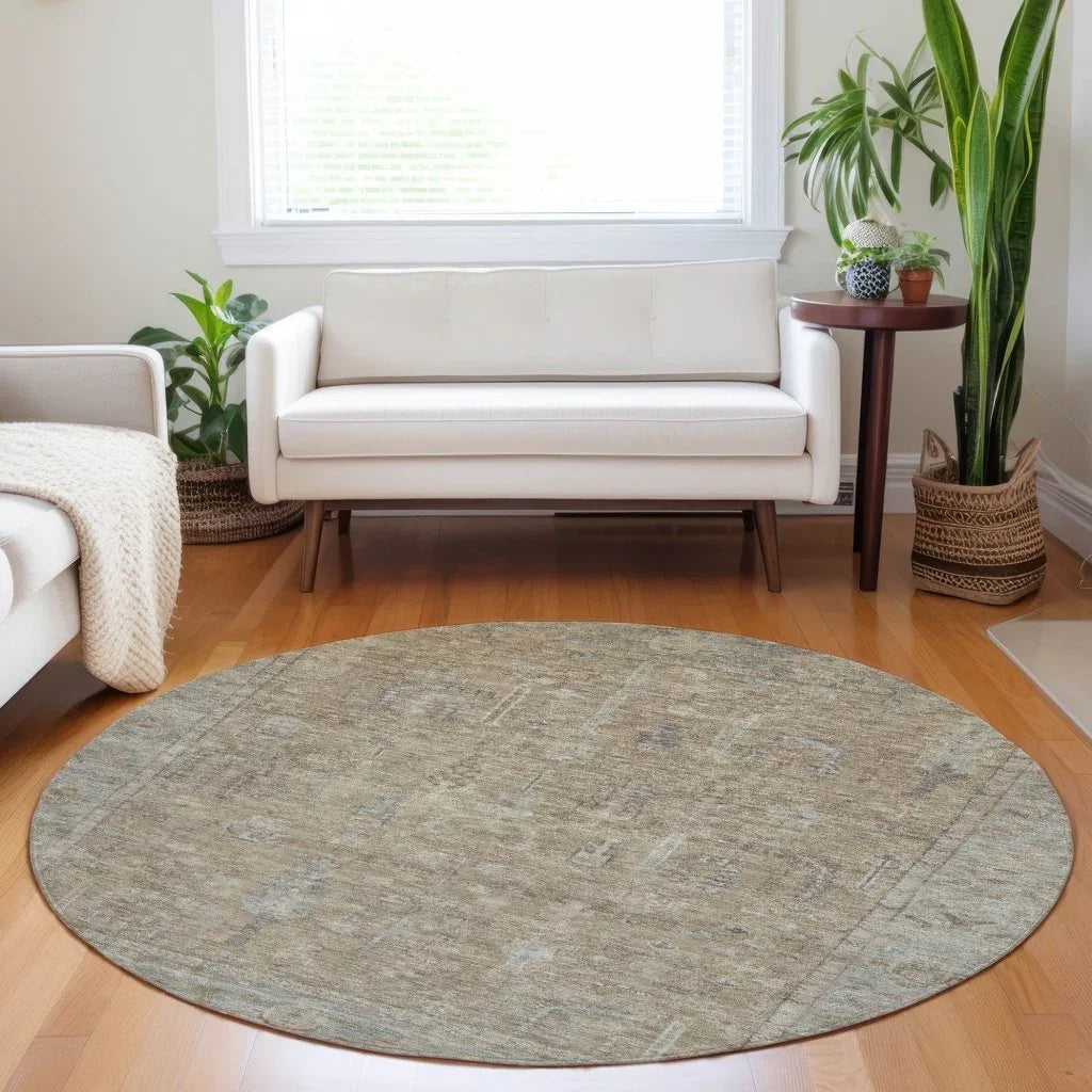 LOOMLAN Rugs Zia Brown Washable Indoor-Outdoor Rug