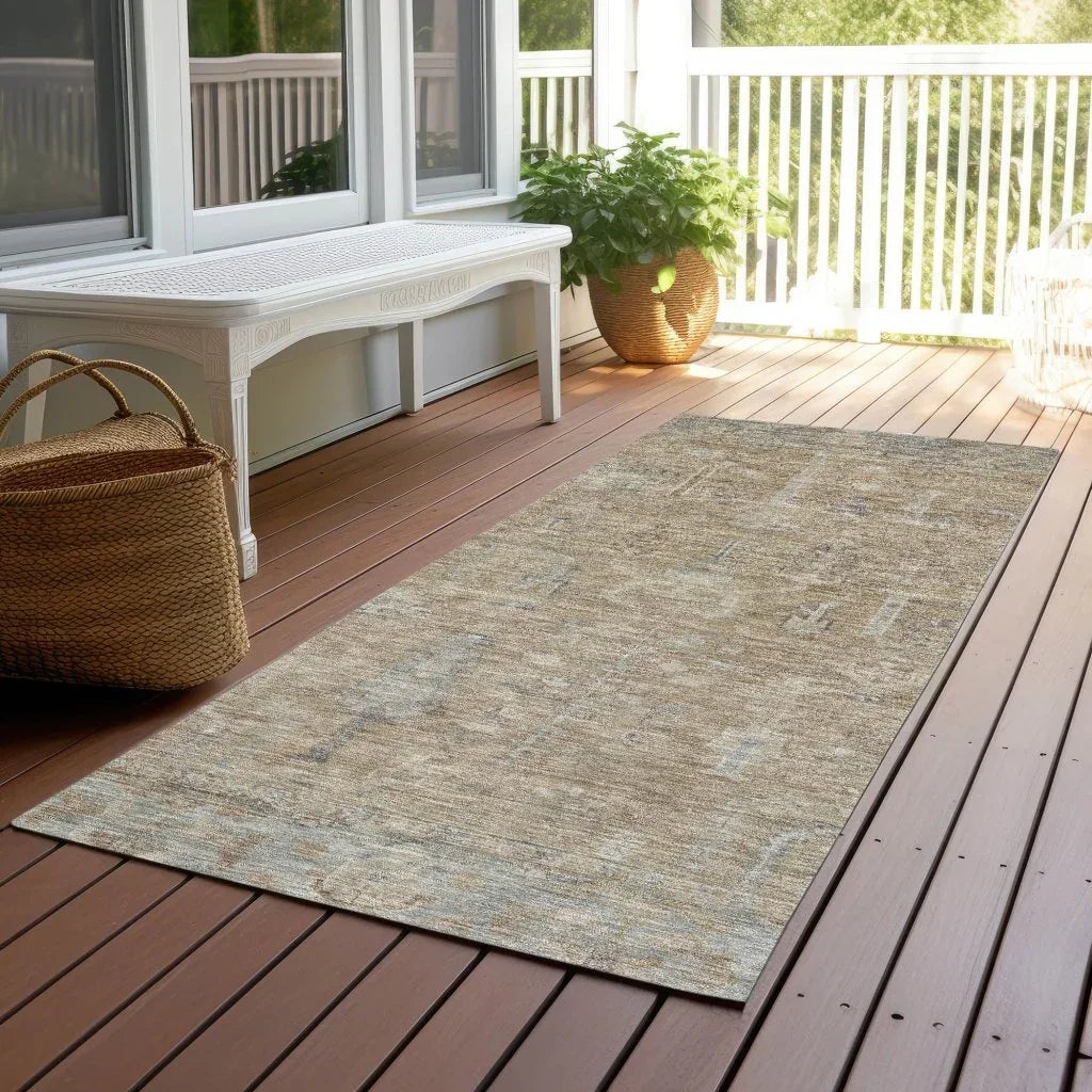 LOOMLAN Rugs Zia Brown Washable Indoor-Outdoor Rug
