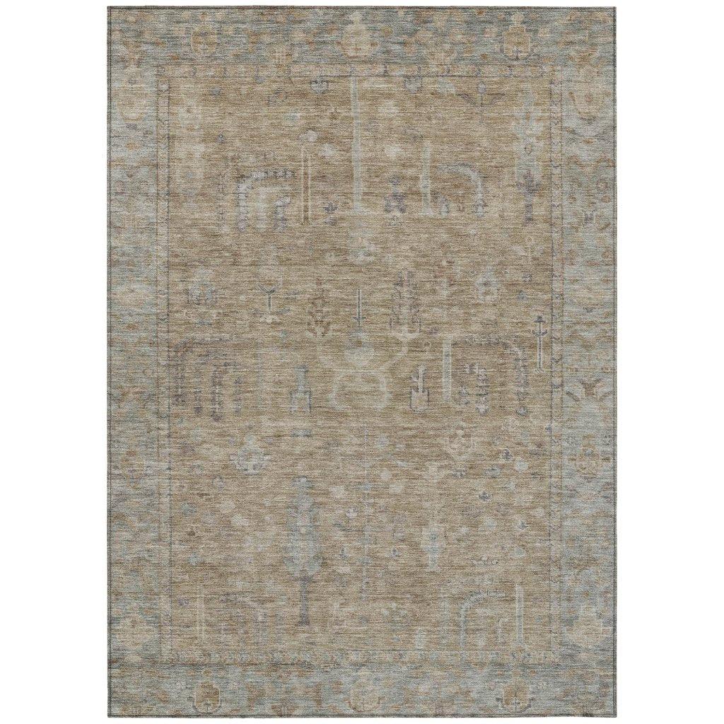 LOOMLAN Rugs Zia Brown Washable Indoor-Outdoor Rug