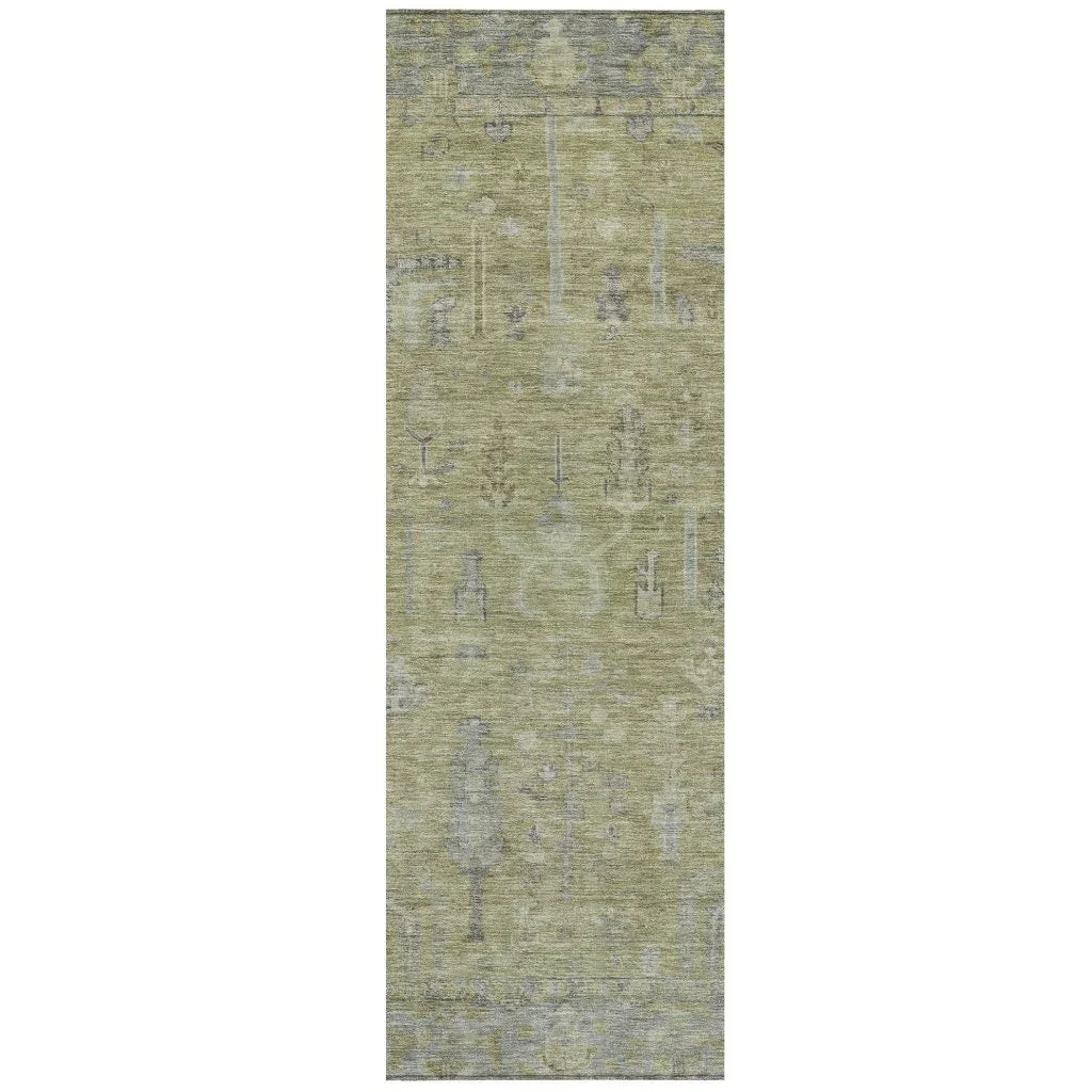 LOOMLAN Rugs Zia Green Washable Indoor-Outdoor Rug