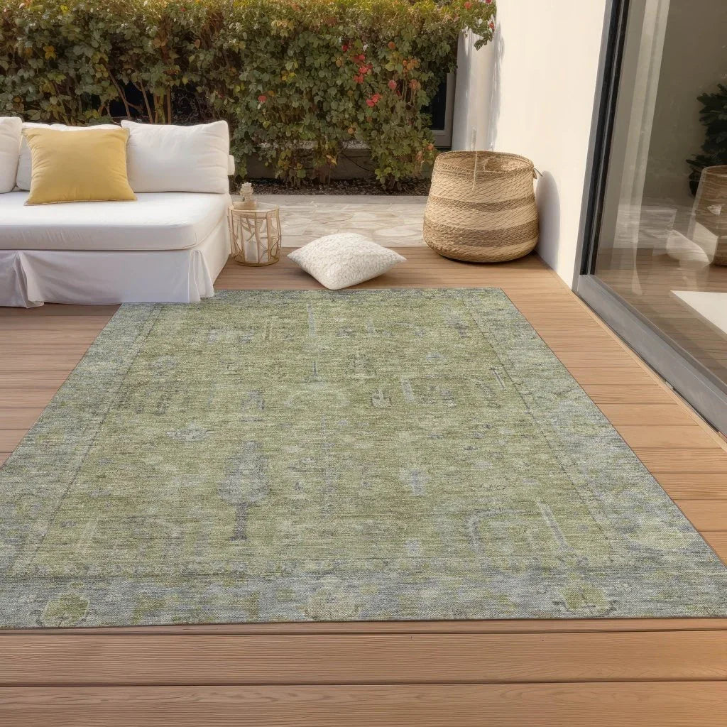 LOOMLAN Rugs Zia Green Washable Indoor-Outdoor Rug