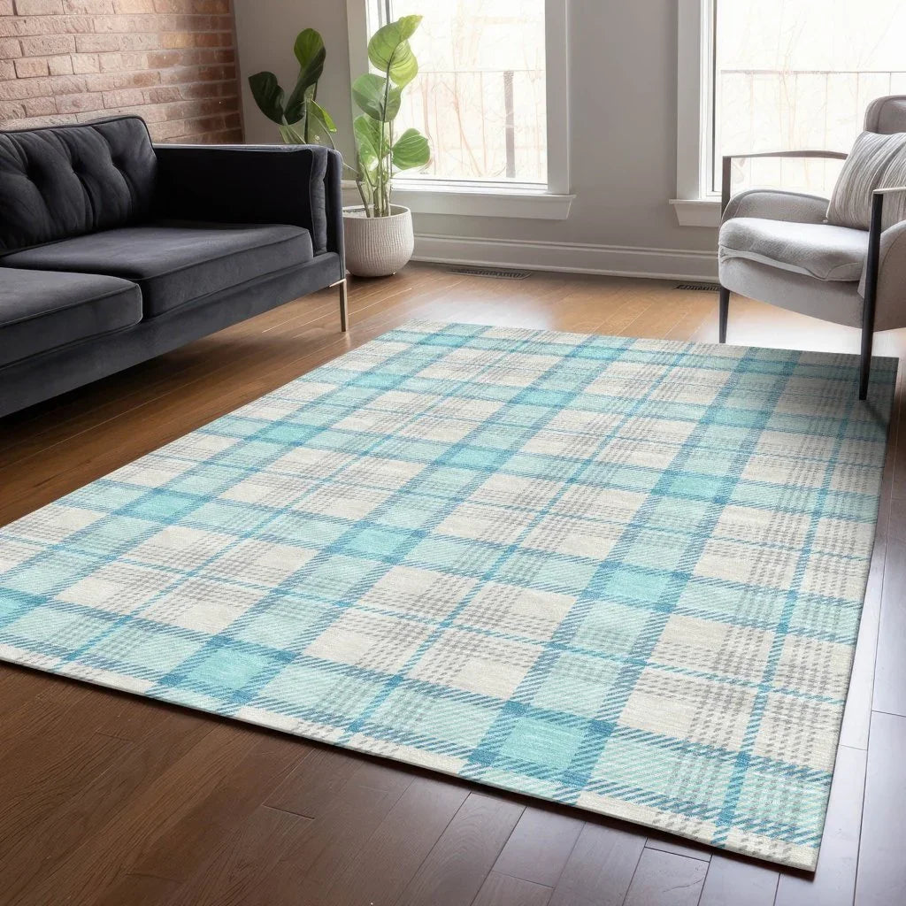 LOOMLAN Rugs Zinara Teal Washable Indoor-Outdoor Rug
