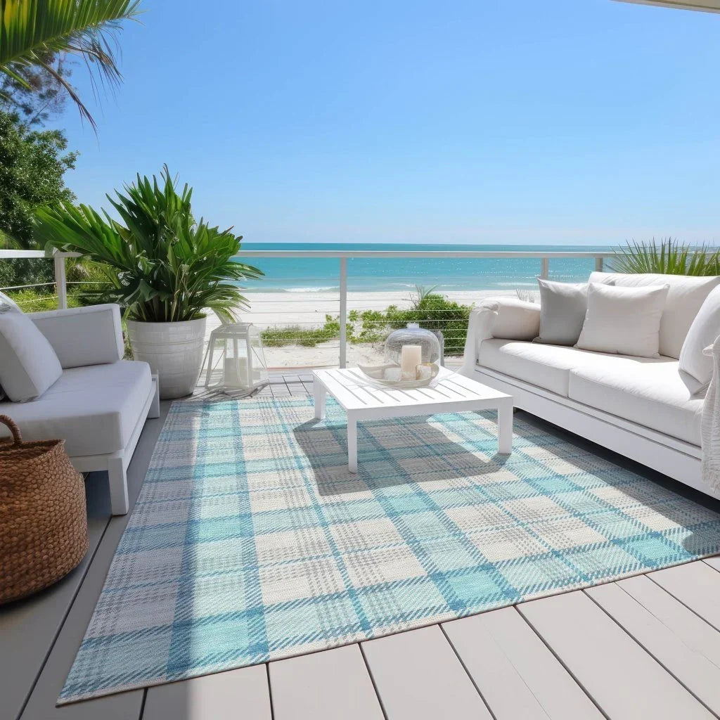 LOOMLAN Rugs Zinara Teal Washable Indoor-Outdoor Rug