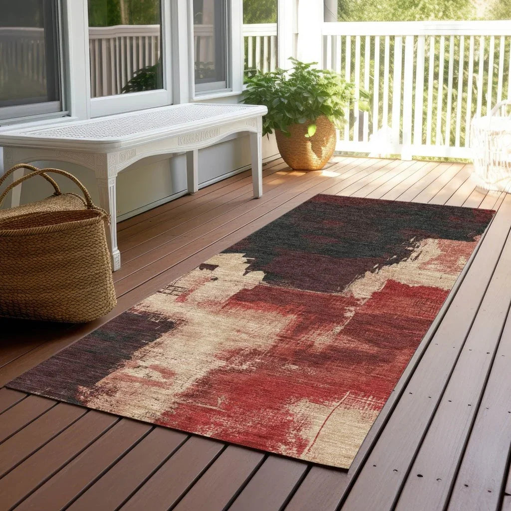 LOOMLAN Rugs Zireya Red Washable Indoor-Outdoor Rug