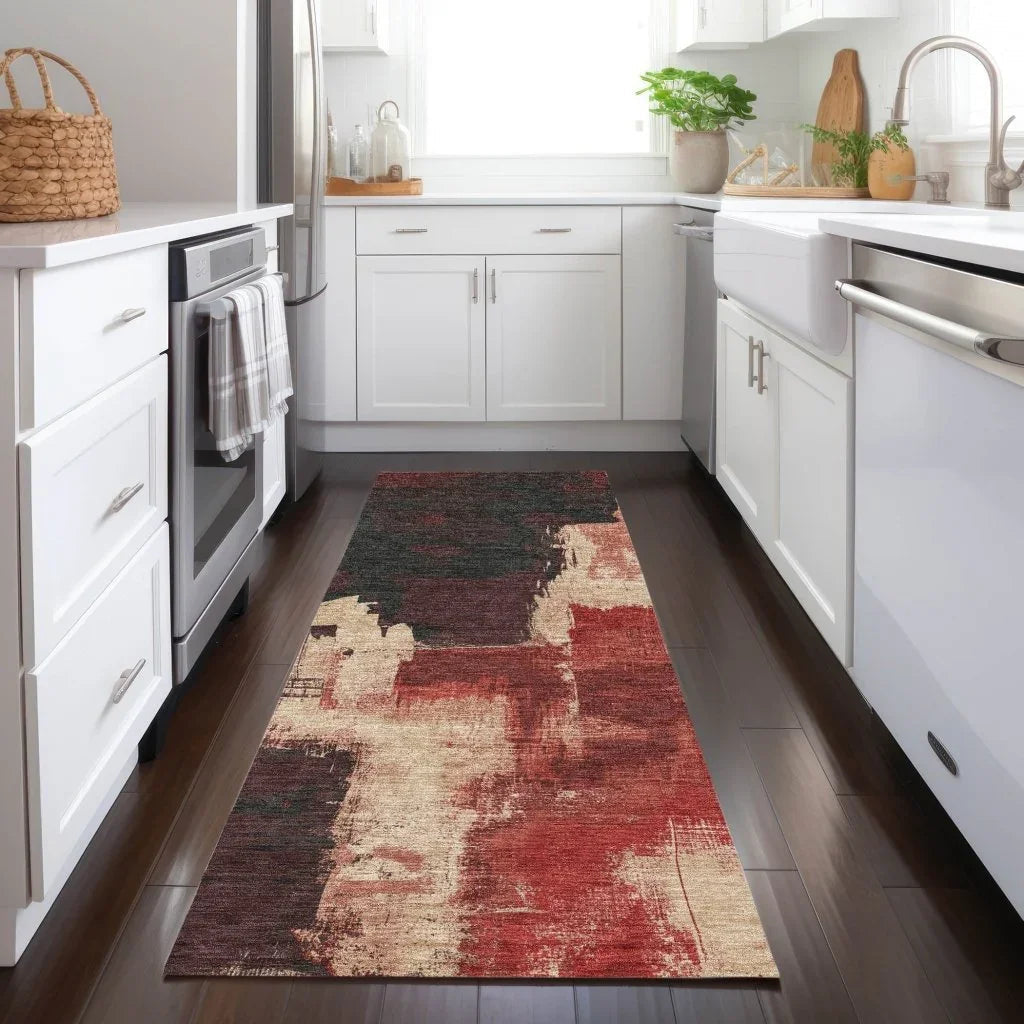 LOOMLAN Rugs Zireya Red Washable Indoor-Outdoor Rug