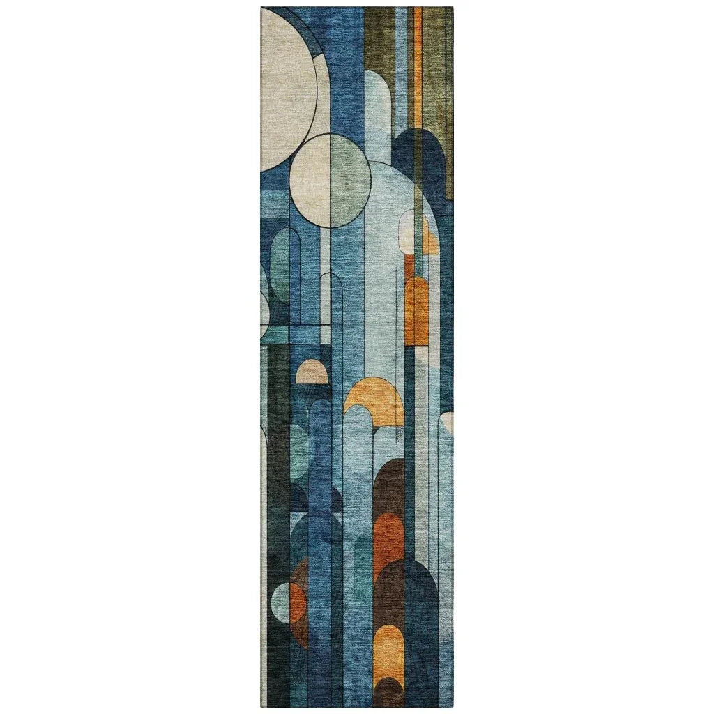 LOOMLAN Rugs Ziva Blue Washable Indoor-Outdoor Rug