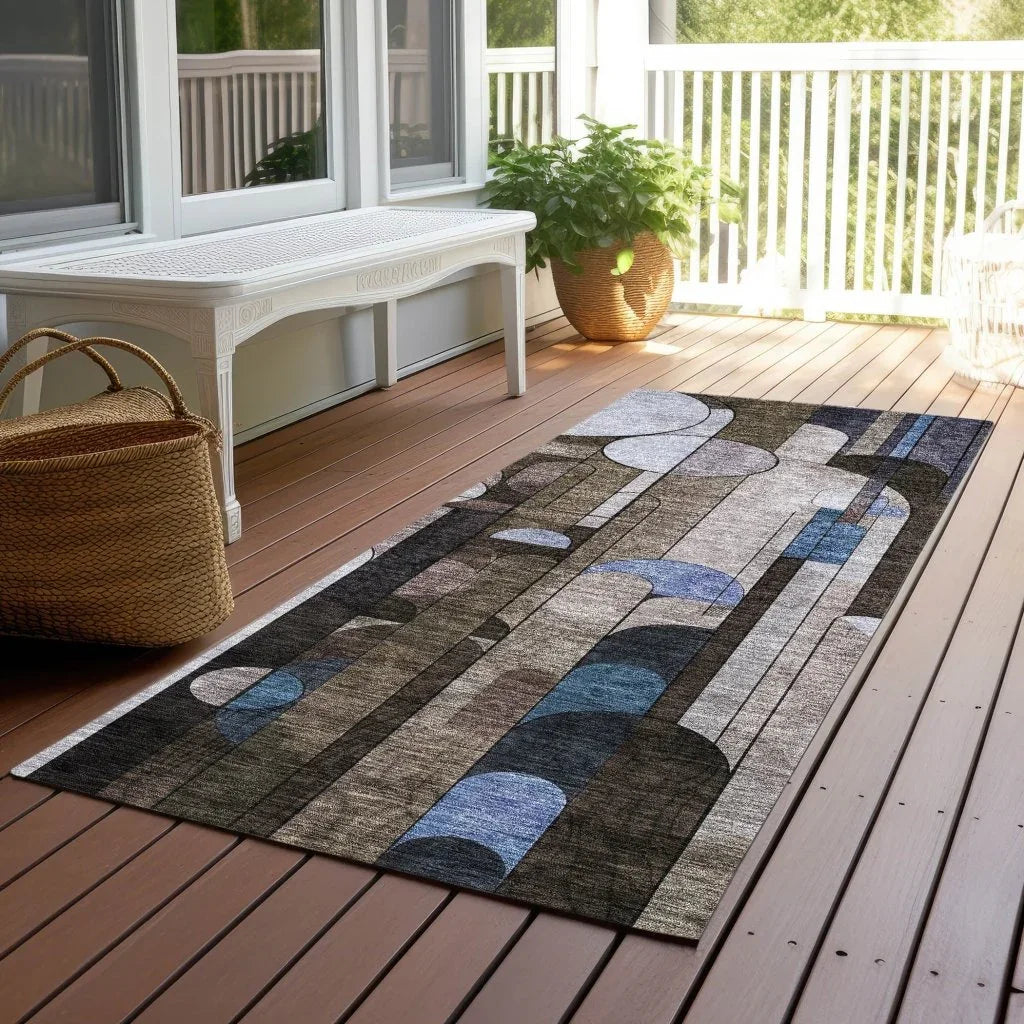 LOOMLAN Rugs Ziva Brown Washable Indoor-Outdoor Rug