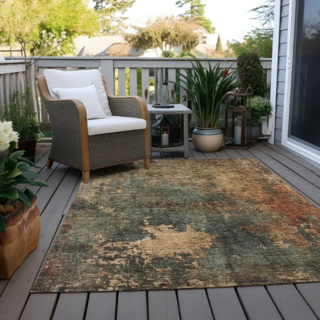 LOOMLAN Rugs Zuleya Green Washable Indoor-Outdoor Rug