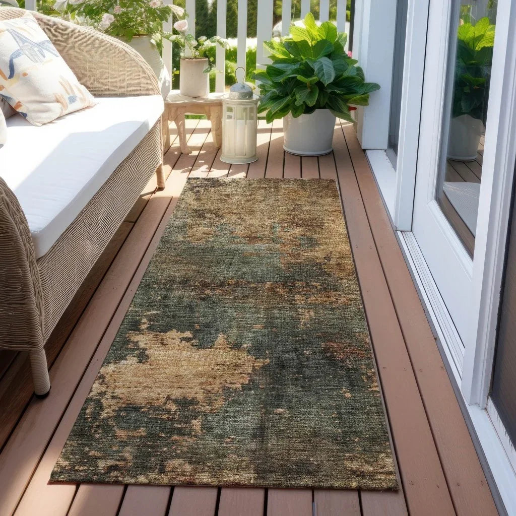 LOOMLAN Rugs Zuleya Green Washable Indoor-Outdoor Rug
