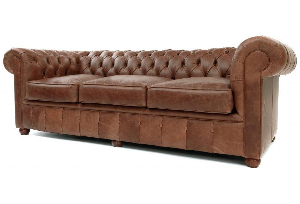 108&quot; Caramel Brown Leather Chesterfield Sofa Made to Order - Uptown Sebastian