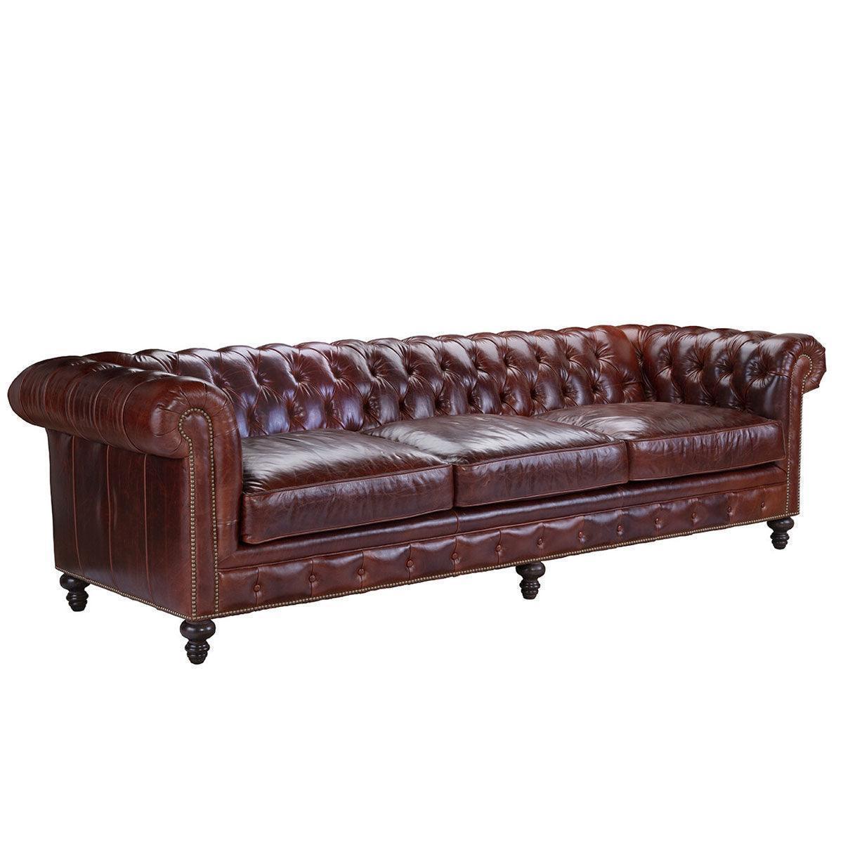 108" Long Leather Chesterfield Sofa Made to Order - Uptown Sebastian