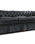 108" Vintage Black Chesterfield Leather Sofa Made to Order - Uptown Sebastian
