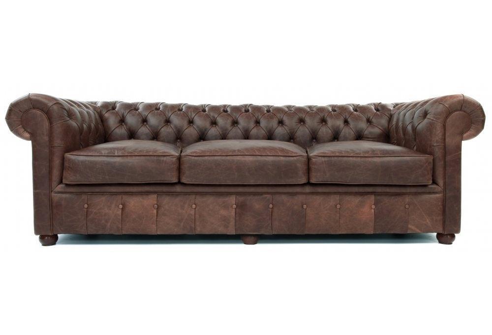 108" Vintage Brown Leather Chesterfield Sofa Made to Order - Uptown Sebastian