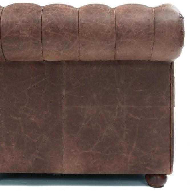 108&quot; Vintage Brown Leather Chesterfield Sofa Made to Order - Uptown Sebastian
