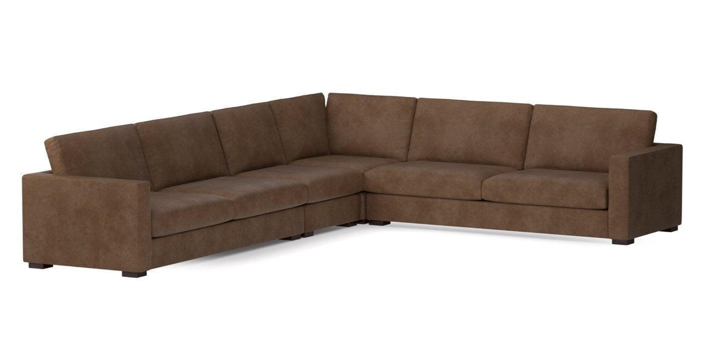 157" Alabama Reversible L-Shaped Leather Sectional Sofa Made to Order - Uptown Sebastian