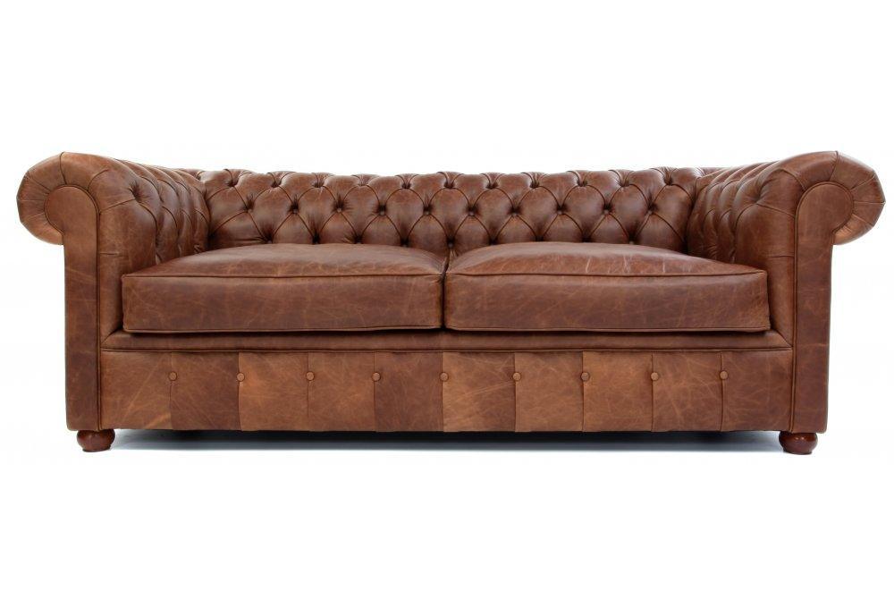 88&quot; Caramel Brown Chesterfield Leather Sofa Made to Order - Uptown Sebastian