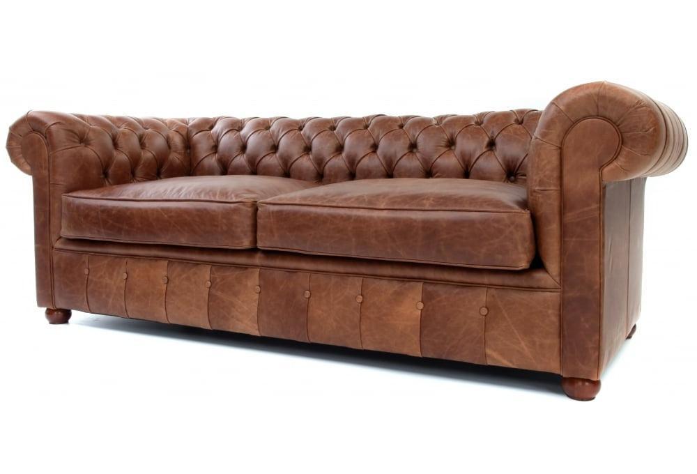 88&quot; Caramel Brown Chesterfield Leather Sofa Made to Order - Uptown Sebastian