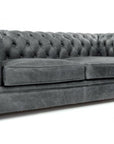 88" Slate Grey Chesterfield Leather Sofa Made to Order - Uptown Sebastian