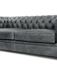 88" Slate Grey Chesterfield Leather Sofa Made to Order - Uptown Sebastian
