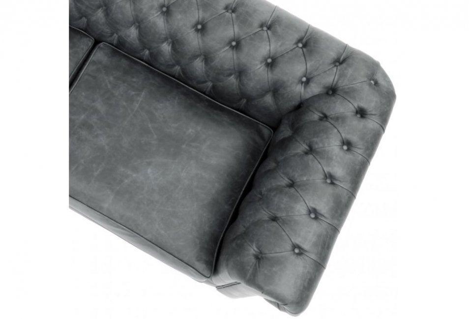 88&quot; Slate Grey Chesterfield Leather Sofa Made to Order - Uptown Sebastian