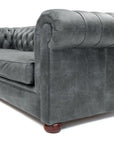 88" Slate Grey Chesterfield Leather Sofa Made to Order - Uptown Sebastian