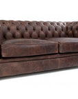 88" Vintage Brown Chesterfield Leather Sofa Made to Order - Uptown Sebastian