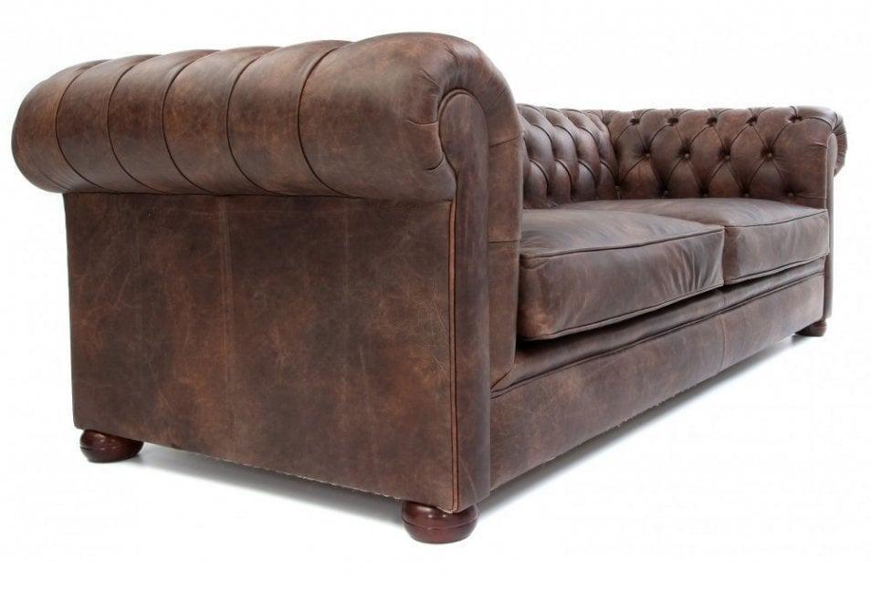 88&quot; Vintage Brown Chesterfield Leather Sofa Made to Order - Uptown Sebastian
