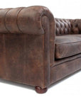 88" Vintage Brown Chesterfield Leather Sofa Made to Order - Uptown Sebastian