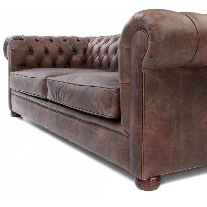 88&quot; Vintage Brown Chesterfield Leather Sofa Made to Order - Uptown Sebastian