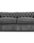 88" Vintage Grey Chesterfield Leather Sofa Made to Order - Uptown Sebastian