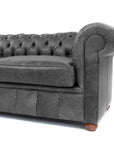 88" Vintage Grey Chesterfield Leather Sofa Made to Order - Uptown Sebastian