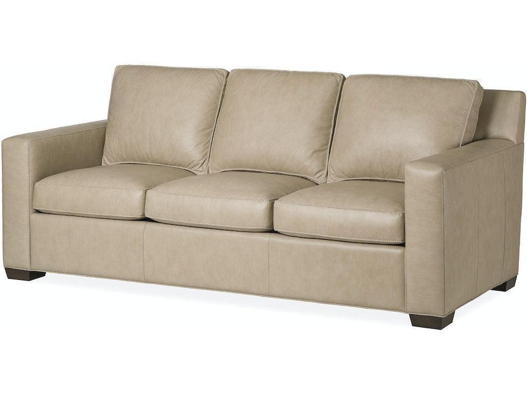 Alabama High Back Taupe Leather Sofa Made In the USA - Uptown Sebastian