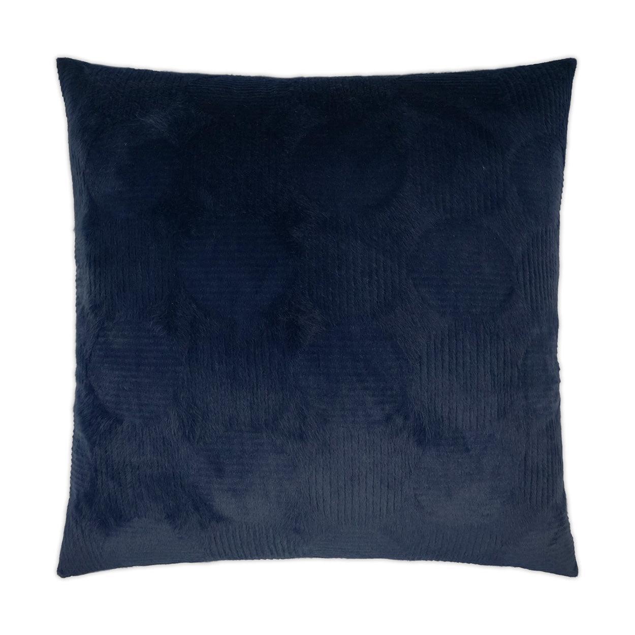 Angelou Indigo Solid Circular Dots Faux Fur Navy Large Throw Pillow With Insert - Uptown Sebastian