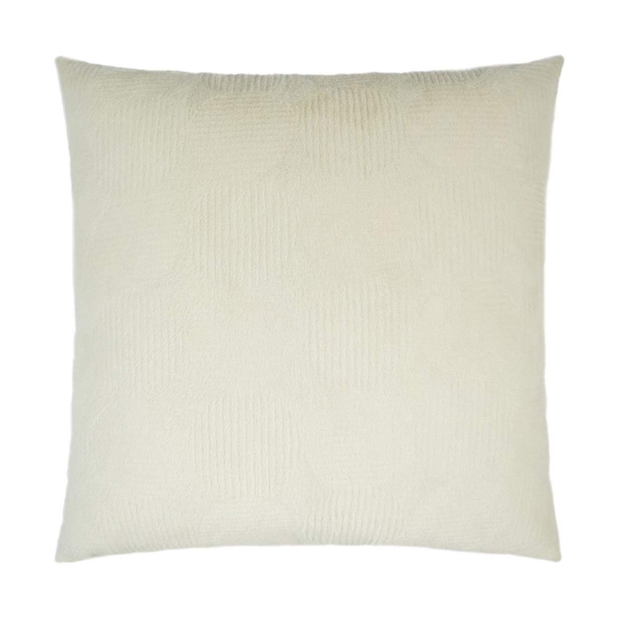 Angelou Solid Circular Dots Faux Fur Ivory Large Throw Pillow With Insert - Uptown Sebastian