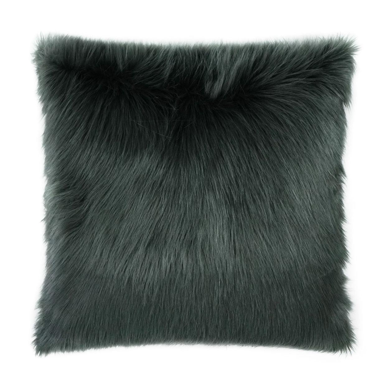 Arctic Fox Charcoal Faux Fur Grey Large Throw Pillow With Insert - Uptown Sebastian