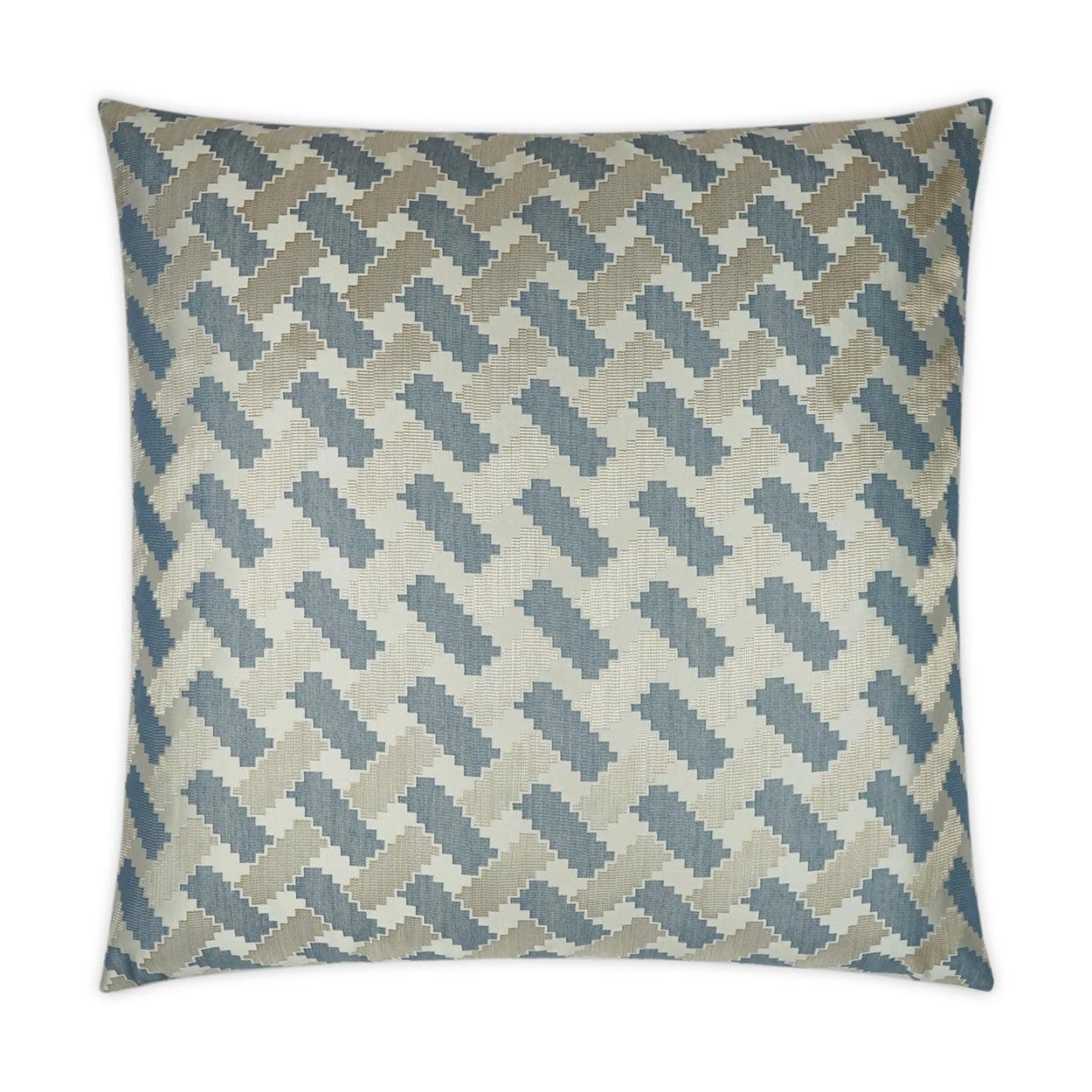 Atlantic Horizon Geometric Silver Blue Large Throw Pillow With Insert - Uptown Sebastian