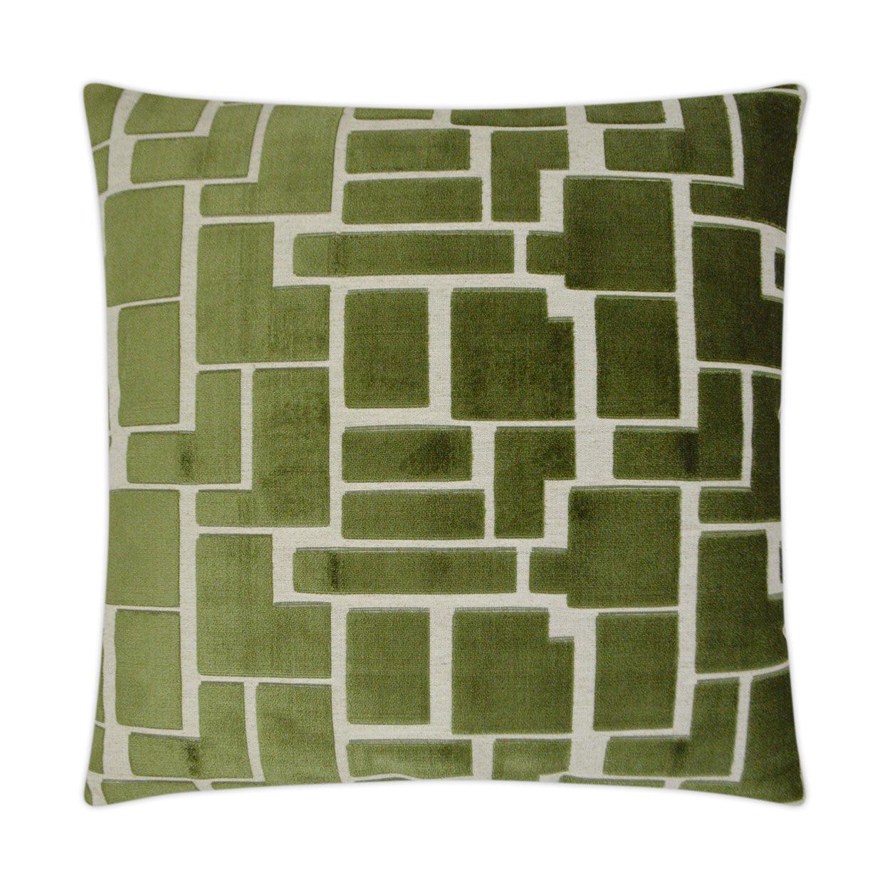 Aura Olive Geometric Green Large Throw Pillow With Insert - Uptown Sebastian