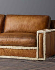 Austin Brown Benchmade Leather Couch With Shearing Trim - Uptown Sebastian