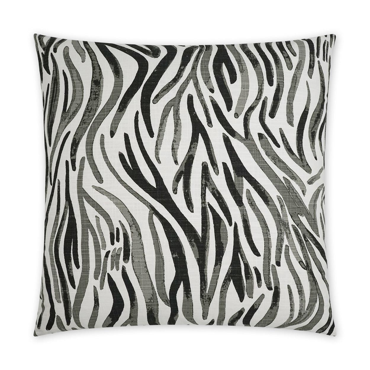 Babur Onyx Abstract Black Grey Large Throw Pillow With Insert - Uptown Sebastian