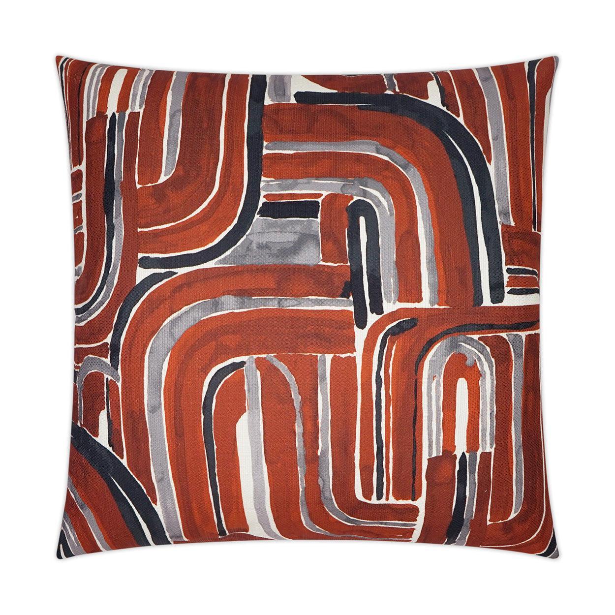 Bender Cinnabar Abstract Red Large Throw Pillow With Insert - Uptown Sebastian